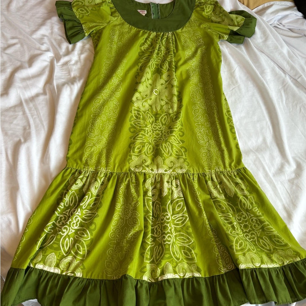 Green Patterned Dress - image 2
